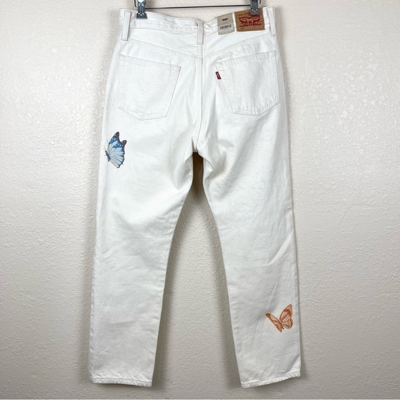 Levi’s 501 Original Fit Straight Leg Butterfly Print Jeans Size 28X28 Women - Picture 6 of 16